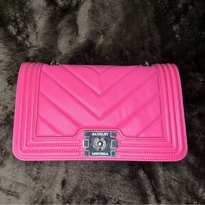 Badgley Mischka Fuchsia Quilted Crossbody Bag